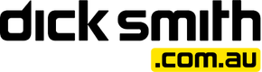 Logo of dick smith.com.au with black text and a yellow dot on a white background