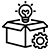 Icon of a box with a gear and a person inside, symbolizing automation or artificial intelligence.