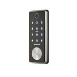 Digital door lock with keypad on a white background