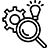Logo of a search engine with a magnifying glass and gear